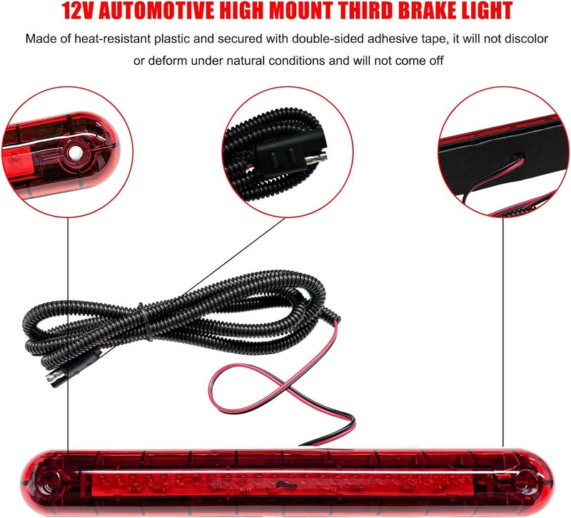 YTFRL Third Brake Light, 24 LED 12V Car High Mount Stop Lights Third Rear Brake Lamp Assembly, Universal Waterproof Tail Lamp High Level Back Braking Light for Cars SUVs Trucks - Image 3